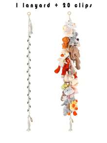 2pcs Plush Doll Hanging Storage Rack Set, With 40 Clips, Bohemian Style Stuffed Animal Doll Storage Rope, Suitable For Pet Room And Bedroom Decoration, Wall-Mounted Plush Doll Display Rack, Cute Pet Doll Storage Rack, Suitable For Dogs And Cats - one-size - View 9