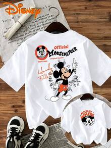 Disney Licensed Women's 100% Pure Short-Sleeve  Round-Neck Casual T-Shirt Featuring Classic Mickey Mouse Print And Text. Perfect For Spring And Summer - trắng - Xem 1