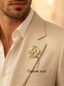 1PC Custom Name Treble Clef Brooch, Personalized Bass Clef Heart Brooch, Stainless Steel Sheet Music Symbol Musician Brooch, Elegant Ician Brooch, Fashionable Music Festival Jewelry, Mother's Day, Father's Day, Birthday And Music Festival Gifts, Personalized Gifts, Holiday Accessories, High Quality Handmade Jewelry, VacationAccessories, Exclusive For Festival Lovers - Multicolor - View 1