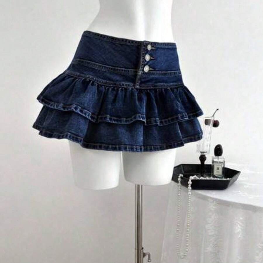 Women Denim Shorts - Dark Washed Blue - View 1