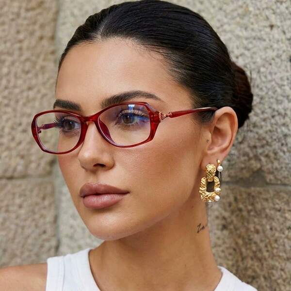 1pc Retro Small Frame Glasses For Women, European And American INS Oval Eyeglasses Frame, Minimalist High-End Personalized Non-Prescription Glasses