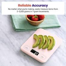 Food Kitchen Scale, Digital Grams And Ounces Weight Loss, Baking, Cooking, Keto And Meal Prep, LCD Display, Medium, Pink - 粉色 - 查看 2