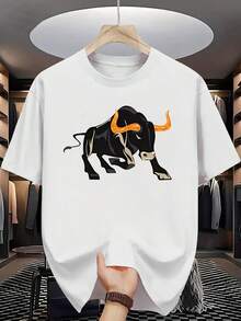 Camiseta de manga corta con estampado de letras para hombres de moda de verano - Blanco - Ver 2