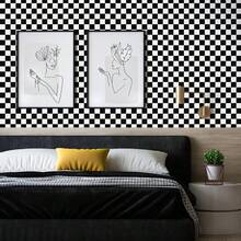 1 Roll Black & White Small Plaid Self-Adhesive Wallpaper, PVC Decorative Wall Paper For Living Room, Bedroom, Furniture, Waterproof, Tear-Resistant, Easy To Install, 17.7inX39.3in/118.1in/196.8in - Xiao Ge - View 6