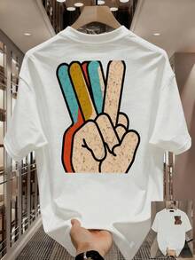 Custom Men's T-Shirt, Short Sleeve Printed Cotton T-Shirt, Combed Cotton, Washable, Breathable, Sweat-Wicking, Casual Top For Men PRUL - 白色 - 查看 8