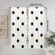 2 peças de Cortinas Clássicas com Bolinhas Pretas, com Estampa Plana 2D de Padrões Circulares Pretos que Incorporam um Estilo Moderno e Minimalista. Leves e Semitransparentes, são adequadas para Salas de Estar, Quartos e Diversos Ambientes de Decoração Doméstica. - Multicolorido - Visão 8