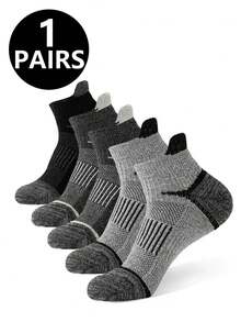1/5/10 Pairs Men's Sports Ankle Socks, Black White Gray Color Block Running Socks For Workout - Multicolor - View 11