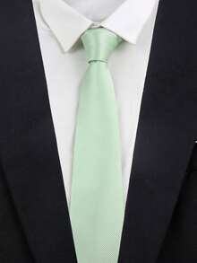 ZONFAZ 1pc 8cm Men's Solid Color Blue Classic Casual Necktie - Mint Green - View 1