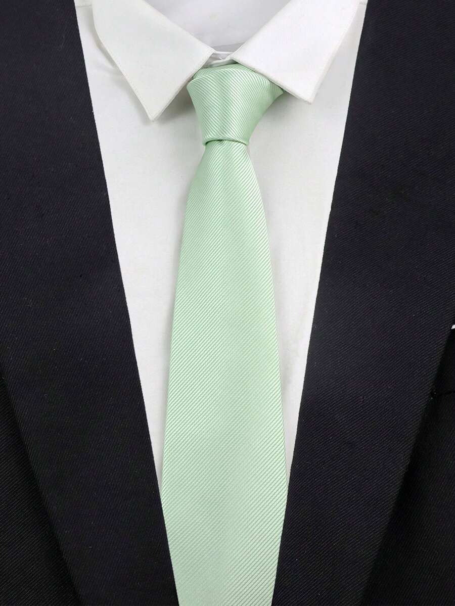 ZONFAZ 1pc 8cm Men's Solid Color Blue Classic Casual Necktie - Mint Green - View 1