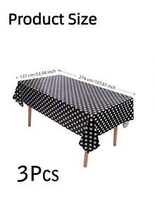3pcs/Set 137*274cm Theme Party Tablecloth, Printed Polka Dot Plastic Tablecloth In Red, Black And Yellow, Suitable For Birthday Party Decoration And Disposable Tableware - Multicolor - View 7