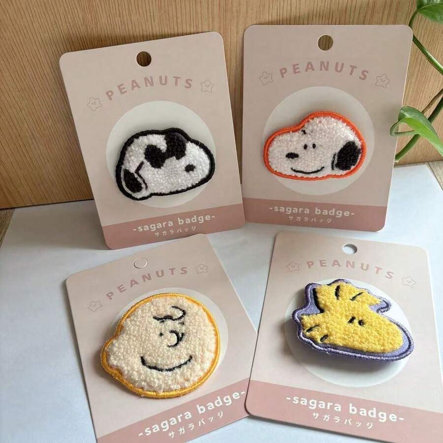 SNOOPY 1件刺绣徽章卡通可爱困惑的塔克查理布朗酒吧胸针，送给粉丝、家人和朋友的完美小礼物，女孩节礼物白色情人节礼物复活节礼物毕业季纪念礼物[随机款式] - 彩色 - 查看 1