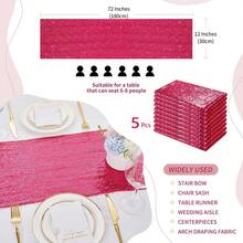 Fuchsia Table Runners 5 Pieces 12x70 Inches Sequin Glitter Table Runner For Birthday Party Baby Shower Holiday Event Table Decorations - View 5