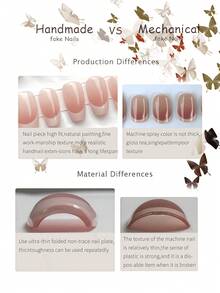 10pcs Luxury Handmade Nail Stickers | Cat Eye Nude Base Color, Hand-Painted Yellow Flowers With Pearl Accents | Short Square & Oval Shapes | Elegant Spring Garden Nail Art Set | Reusable Beauty-Grade Nail Stickers, Suitable For Daily Wear And Events, Also Great As Gift For Women - Yellow - View 7