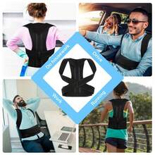 Đai chỉnh tư thế unisex size lớn, đai hỗ trợ lưng điều chỉnh được, giảm mệt mỏi lưng, cải thiện gù lưng, vẹo cột sống, gù lưng và tư thế ngực - màu đen - Xem 8