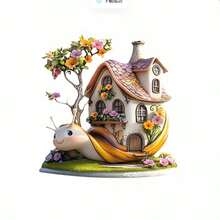1pc Cute 2D Flat Acrylic Printed Garden Snail House Creative Bedroom Decor - E - View 3