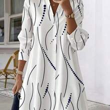 Vestido camisa elegante para mujer, adecuado para ocasiones de oficina a fiesta, uso en todas las estaciones, blanco, vacaciones, primavera - Blanco - Ver 1