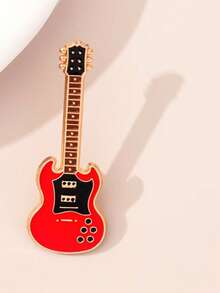 ZAKOL Vintage Metal Enamel Electric Guitar Brooch Unisex, Music Instrument Lapel Pin Badge Fashion Jewelry Gift - Multicolor - View 10