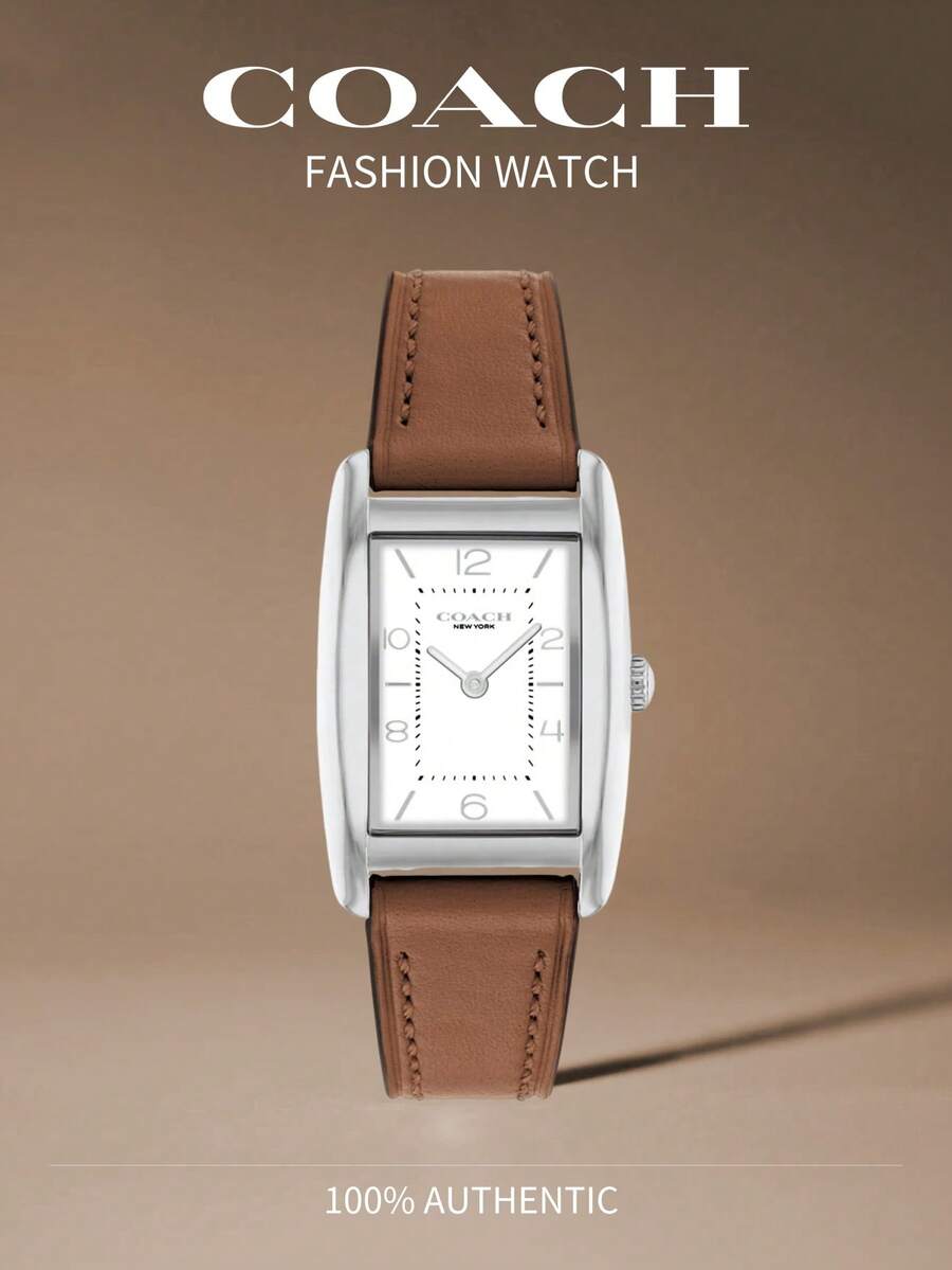 Coach REESE Geometric Square Watches For Women Water-Resistant Watches Quartz Movement With Adjustable Strap And Gift-Ready Packaging - Brown - View 1
