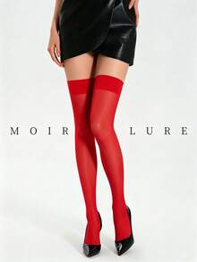 MOIRÉALLURE 1Pair Of Thigh-High Stockings Suitable For Daily Commute, Nightclub And Various Styling Needs - Red - View 4