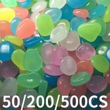 50/200/500颗无需电源的夜光鹅卵石，发光树脂石，适用于儿童房、花园装饰、鱼缸，防水发光石头 - 均碼 - 查看 7