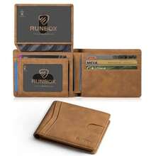 Wallet For Men Slim Rfid Leather 2 ID Window With Gift Box Slim, Rfid, 2 ID Window, With Gift Box, Slim, Rfid - CH YELLOWISH BROWN - View 1