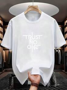 Camisetas, Camiseta Gráfica Céptica "NO CONFÍES EN NADIE" |   Estilo callejero paranoico |   Motivo de Desconfianza Audaz |   Tela de Rendimiento de Secado Rápido |   Top Atrevido para Todas las Temporadas - Blanco - Ver 6