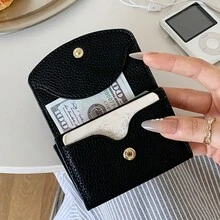 多功能日式短款女用便攜折疊零錢包 時尚按扣小錢包 PU 三折女用錢包 - 彩色 - 查看 8