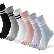6 Pairs Toe Socks Women Five Fingers Crew Socks For Running Athletic Hiking Comfort Toe Separator Barefoot Sock - 6 đôi nhiều màu - Xem 1
