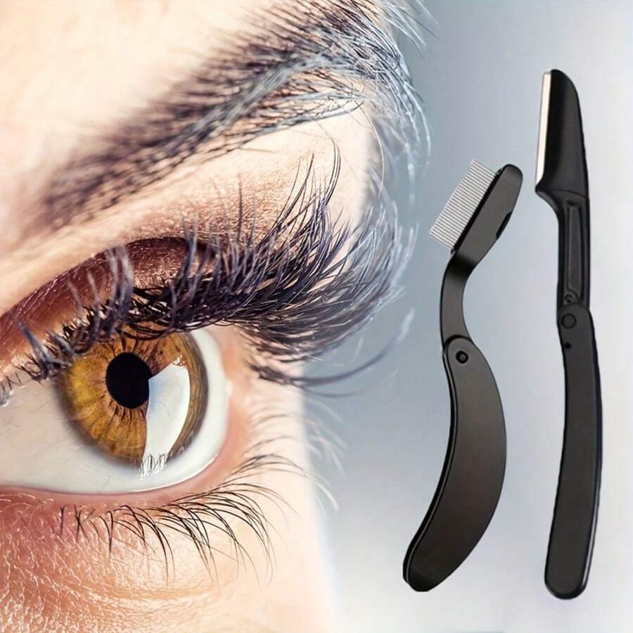 J·FOCUS 2件套修眉套装 - 可折叠面部修剪器、可折叠睫毛分离刷,无需电池/电源,防滑手柄和保护盖 - 小巧便携,适合修眉,适合初学者使用的护肤工具,轻巧设计,结构耐用,精度高,是美容爱好者的理想选择! - 彩色 - 查看 1