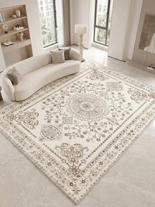 Light-Colored Vintage Bohemian Living Room Carpet.Suitable For Kitchen,Dining Room,Imitation Cashmere Rugs For Bedroom,Festival Decorative Carpet For Living Room,Indoor And Outdoor,Office,Lobby,Area Rug,Non Slip Door Mat,Bathroom Rug,Corridor,Carpet In Study And Esports Area. - Beige - View 2