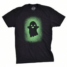 Glow-In-The-Dark Ghost T-Shirt, Scary Halloween T-Shirt, Cool T-Shirt, Funny T-Shirts For Men, Cool Vintage Fashion T-Shirt, Gift, Classic Men's Clothing. - 黑色 - 查看 10