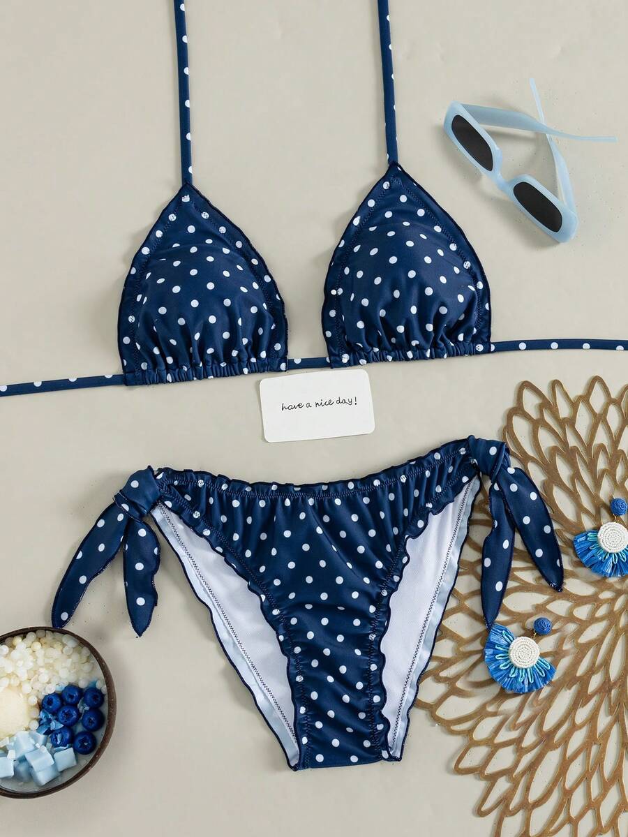 Women's Cute Floral Lace Ruffled Bikini 2 Pieces Set, Suitable For Summer Island Vacation Swimming Beach - Multicolor - View 1