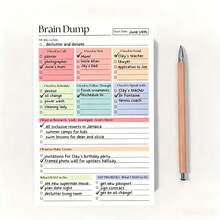 1本 Page Brain Dump 靈感隨筆與待辦事項筆記本，50頁計畫本，提升寫作技巧，完美返校用品 - 線型 - 查看 7