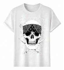 Skull T-Shirts With Printed Bandana - White - View 1