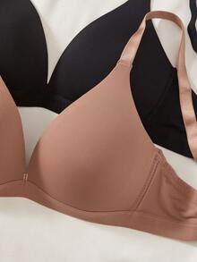 2 Buah Bra Wanita Model V-Neck Nyaman Tanpa Kawat dengan Cup Lembut, Warna Polos - MultiWarna - View 9