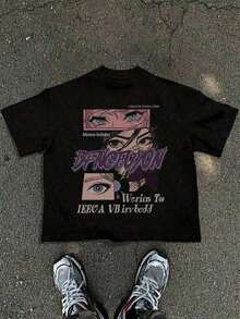 Colección Verano 2026 Camiseta de algodón con estampado de anime para hombre, cómoda, transpirable y suave.Ideal para citas, escuela, ir al trabajo, estar en casa, adolescentes, jóvenes y estudiantes.Estilo Y2K, tallas grandes para hombre (de la S a la 5XL), camiseta de verano.Envío gratis en 24 horas. - Negro - Ver 7
