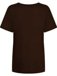 Camiseta de cuello redondo con estampado de calaveras, camiseta de verano de moda, holgada y de manga corta, ropa de mujer. - Burdeos - Ver 3