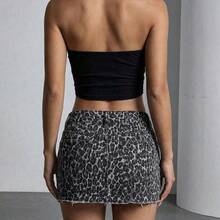 YijiaNvz  ICON Minifalda vaquera sexy con estampado de leopardo para mujer, verano - Multicolor - Ver 3