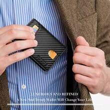 Wallet for Men Slim Rfid Leather 2 ID Window With Gift Box Slim, Rfid, 2 ID Window, With Gift Box, Slim, Rfid - Clásico negro-nuevo - Ver 7