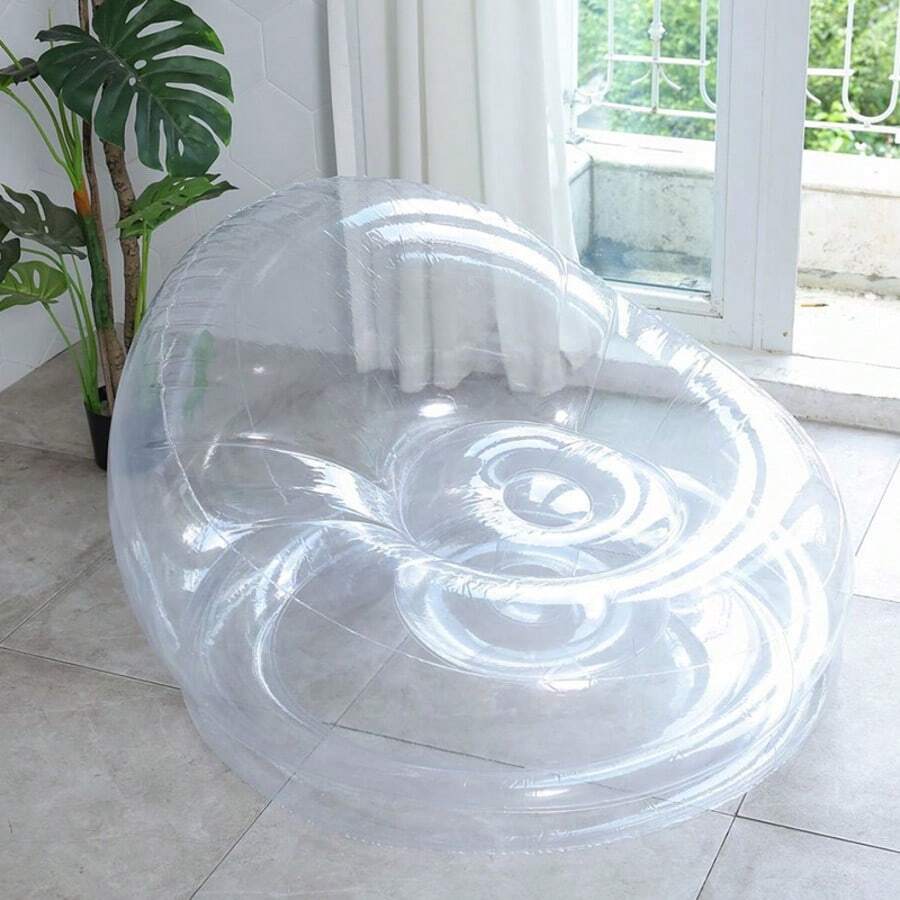 1pc Transparent Inflatable Sofa, Outdoor Camping Inflatable Chair, Inflatable Bean Bag Chair, Foldable Portable Inflatable Chair, Suitable For Bedroom, Balcony, Easy Storage And Portable, Leisure Entertainment, Dormitory, Backrest Chair - Fully Transparent Inflatable Sofa - View 1