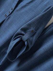 Camisa y pantalones de tela vaquera informal - Azul marino - Ver 6