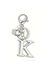 Premium Fashion Silver Metal Heart-Shaped Letter Keychain, A-Z 3D Letter Pendant, Stylish Alloy Keychain, Backpack Charm Car Keychain, Classic Minimalist Keychain For Women's Daily Use, Decorative Accessory, Perfect Gift For Friends, Family, Couples, Girlfriend, Special Occasions, Mother's Day - Multicolor - View 18