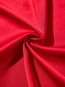 AIJ Amarilo Women's Autumn/Winter Open Shoulder Ruffle Waist A-Line Solid Satin Mini Dress For Dates, Gatherings And Parties Party Summer Elegant Red - Red - View 9