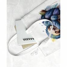 Reusable Canvas Tote Bag for Women, Cotton Grocery Shopping Bag, Eco Friendly Shoulder Tote for Work School Travel - Multicolor - Ver 4