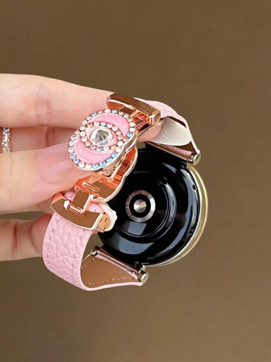 Dây đeo đồng hồ da điều chỉnh được, kích thước 18mm, 20mm, 22mm, đính ngọc trai và kim cương, khóa nam châm hình chữ C - Dây đeo thay thế thời trang, tương thích với Samsung Galaxy Watch 6 5 4 40mm 44mm, Galaxy Watch 5 Pro, Galaxy Active 2, Watch 6 4, Watch GT6/GT5/GT4/GT3/GT2 Pro - Phong cách nữ tính thoải mái