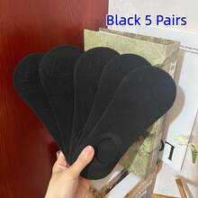 5 Pairs Women's Invisible Socks, Shallow Mouth Boat Socks, Flat Socks - Apricot - View 5