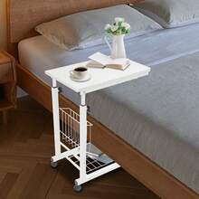 SanBouSi Adjustable Bed Side Table Computer Accessories With Wheels Pure White Movable Computer Desk & Bedside Accessories - White - View 11