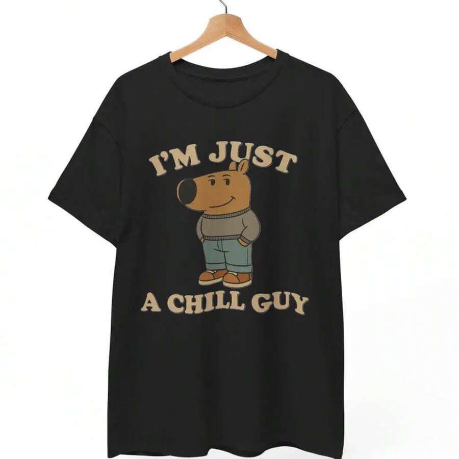 Camiseta con meme de "Chill Guy": Camiseta unisex de humor retro - Negro - Ver 1