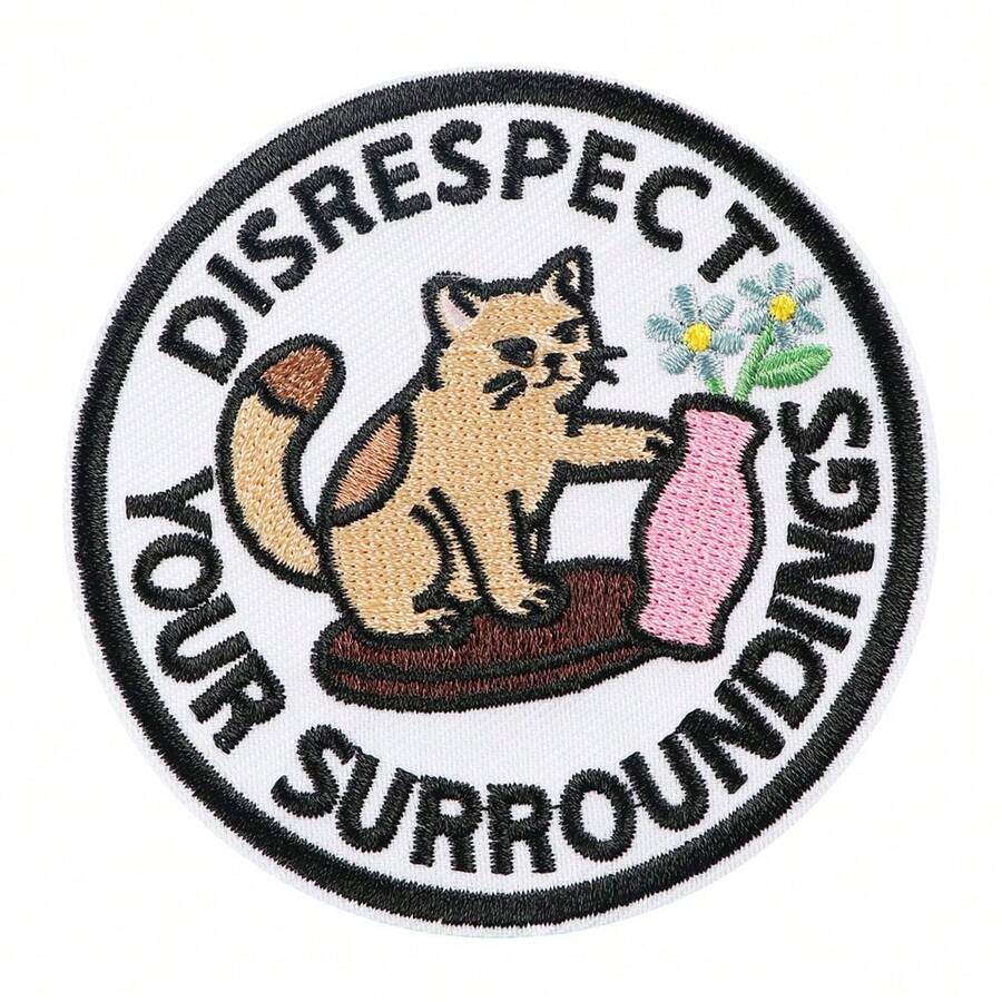 1pc Humorous Embroidered Iron-On Patch: Disrespectful Cat