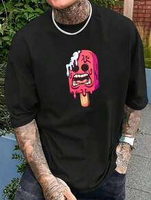 Camiseta para hombre nueva de verano 2026Camisetas de Verano para Hombres con Diseño Divertido de Paletas, Estampado de Patrón Novedoso, Cómodas y Casuales, Manga Corta Moderna, Versátiles y Frescas 4ILH - Negro - Ver 7